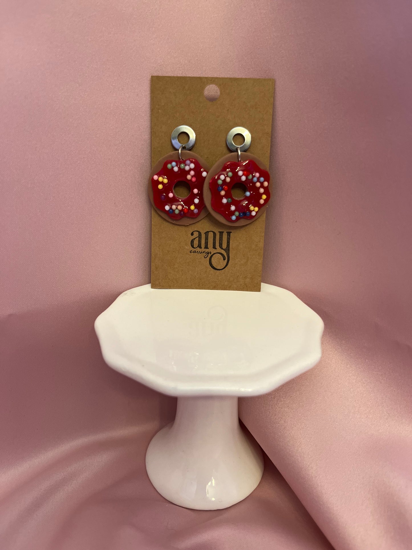 Frosted Donuts Earrings With Sprinkles