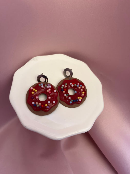 Frosted Donuts Earrings With Sprinkles